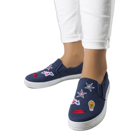 Marineblaue Sneakers mit Patches von Anais