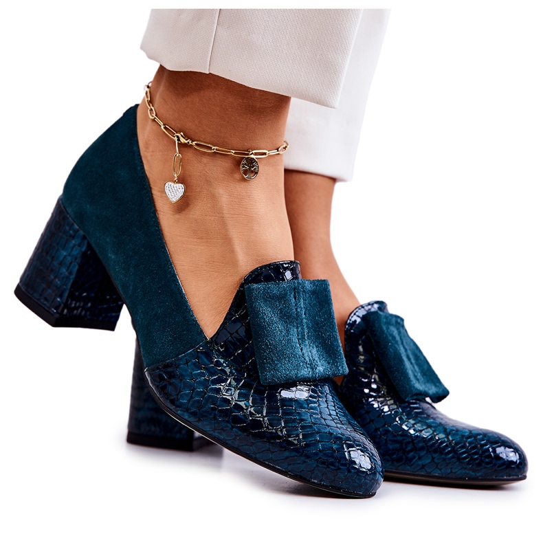 PA2 Diana Suede Green Snakeskin Pumps grün