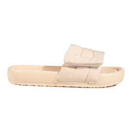 Beige Damen-Slipper mit Klettverschluss von Shelovet