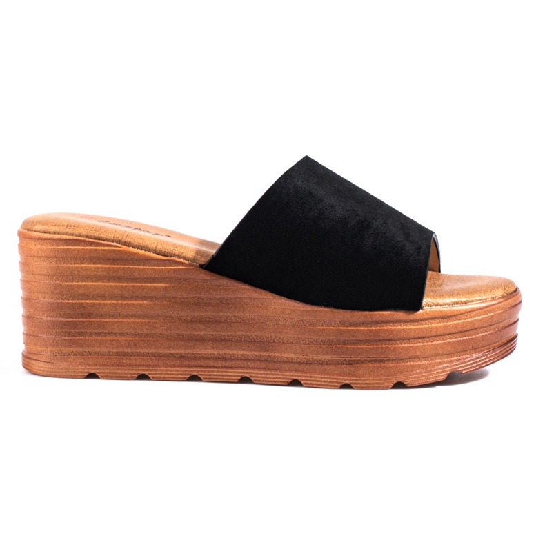 Schwarze Shelovet-Wildleder-Keilhausschuhe für Damen