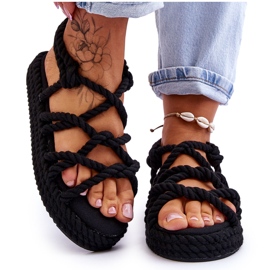 FG2 Modische geflochtene Damensandalen Schwarz Tiffanie