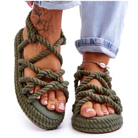 FG2 Modische geflochtene Damensandalen Grün Tiffanie