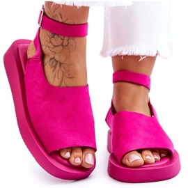 FG2 Bequeme Damensandalen auf der Fuchsia Rubie-Plattform rosa