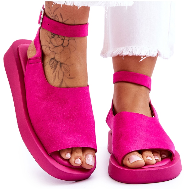 FG2 Bequeme Damensandalen auf der Fuchsia Rubie-Plattform rosa