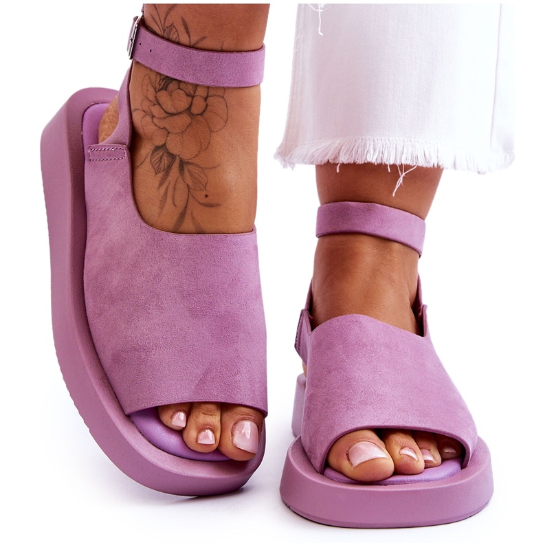 FG2 Bequeme Damen-Plateau-Sandalen Purple Rubie violett