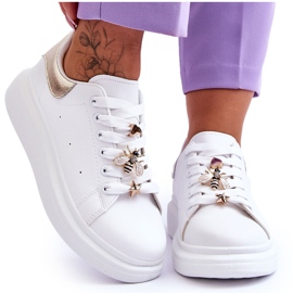 FG2 Sportschuhe für Damen auf einer massiven Plattform in Weiß und Gold Chante