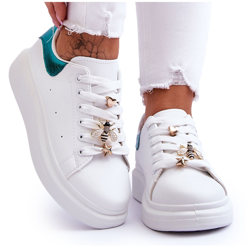 FG2 Sportschuhe für Damen auf einer massiven Plattform Weißer und grüner Chante