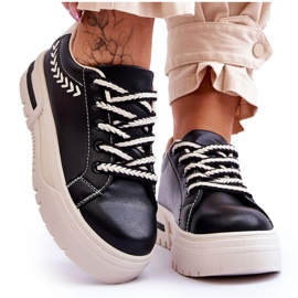 FG2 Bequeme Sportschuhe für Damen auf der Plattform Schwarz und Beige Devan