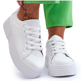 FG2 Bequeme Damen-Plateau-Sportschuhe Weiß Devan