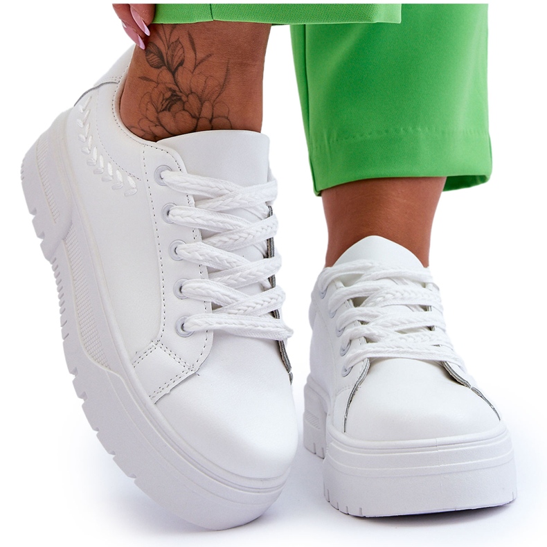 FG2 Bequeme Damen-Plateau-Sportschuhe Weiß Devan