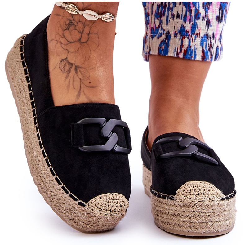 Klassische Plateau-Espadrilles für Damen Schwarz Maurine
