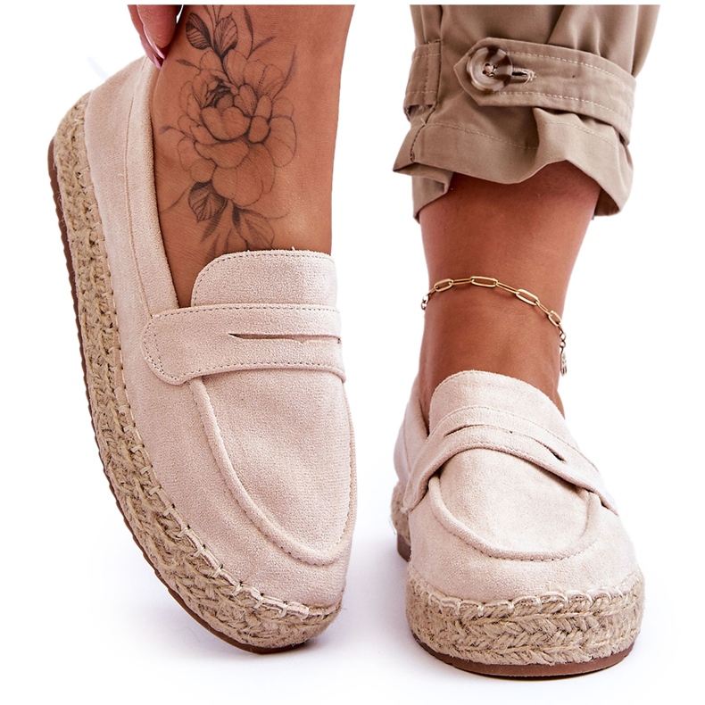 FI1 Damen Wildleder Espadrilles Hellbeige Keyla