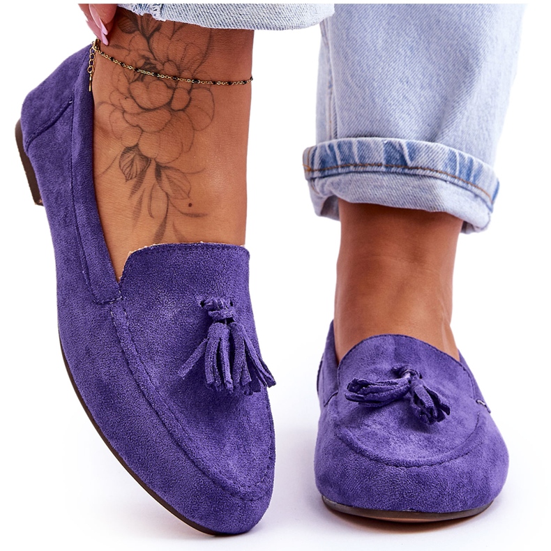 FB1 Wildleder Klassische Loafer mit Quasten Lila Averil violett