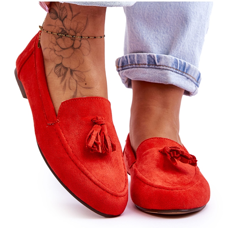 Wildleder Klassische Loafer mit Quasten Dunkelorange Averil