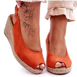 FB1 Orange Elsie Keilsandalen aus Wildleder