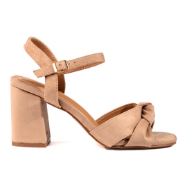 Vinceza Blocksandalen aus beigefarbenem Wildleder