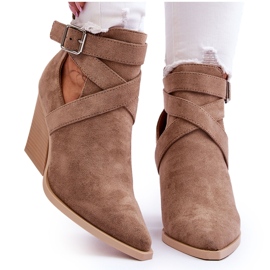 FI1 Cowboystiefel aus Wildleder für Damen Dunkelbeige Dennise