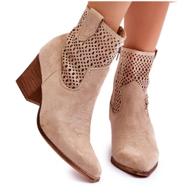 FB1 Cowboystiefel aus Wildleder für Damen Beige Norvella