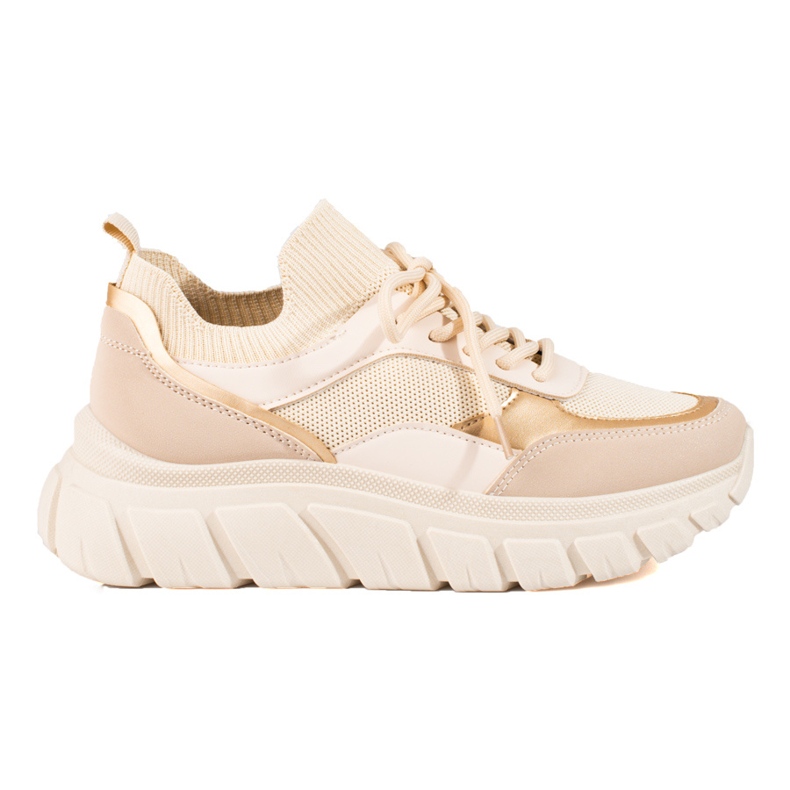 Beige Turnschuhe für Damen auf einer dicken Sohle Shelovet
