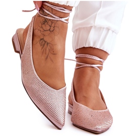 Beige gebundene Ballerinas mit Strass Mavis braun
