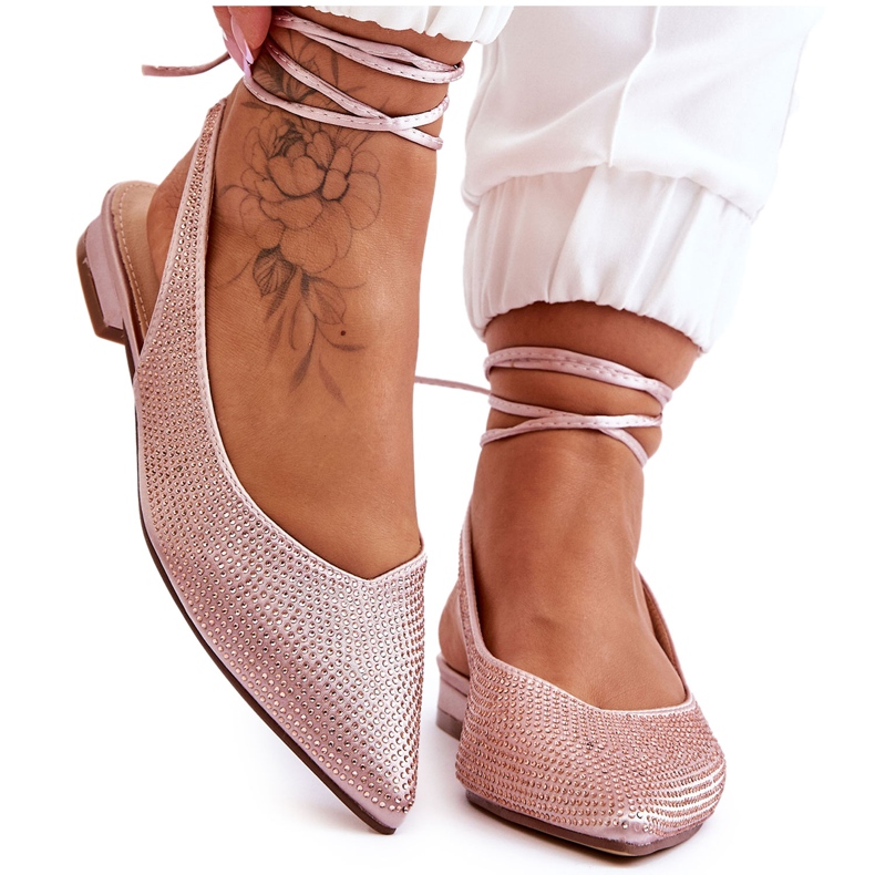 Beige gebundene Ballerinas mit Strass Mavis braun
