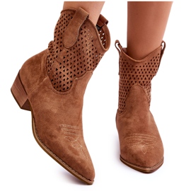 FB1 Durchbrochene Camel Reeds Cowboystiefel für Damen braun