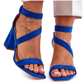 Damensandalen aus Wildleder mit hohem Absatz Blue Lanes blau