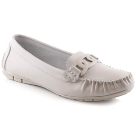 Damen-Ledermokassins mit ecrufarbener Kette Filippo DP4547 naturfarben