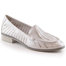 Durchbrochene silberglänzende Damenschuhe Potocki SZ12075