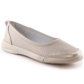 Damen-Ballerinas aus beigefarbenem Leder mit Lochmuster Jezzi 3621