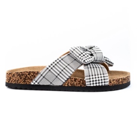 Karierte Damenpantoffeln von Vinceza weiß