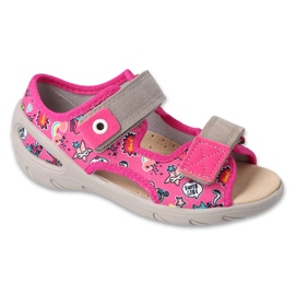 Befado Kindersandalen 065P171 rosa mit bunten Applikationen