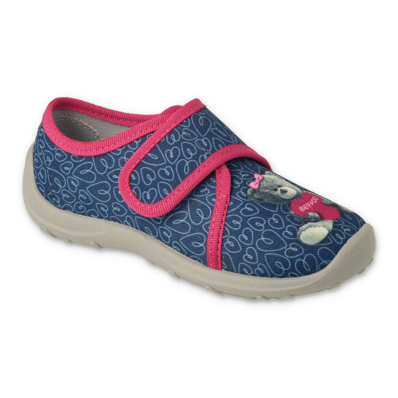 Befado Kinderhausschuhe 660X049 blau mit Hundeapplikation