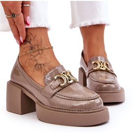 S.Barski Modische Pumps mit massivem Absatz beige Imani