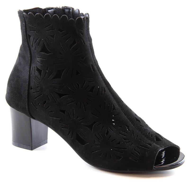 M. DASZYŃSKI Durchbrochene Damenstiefel Peeptoe schwarz M.Daszyński MR1954-10