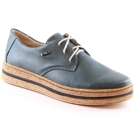 Bequeme Lederschuhe für Damen auf der Plattform grün Helios 380