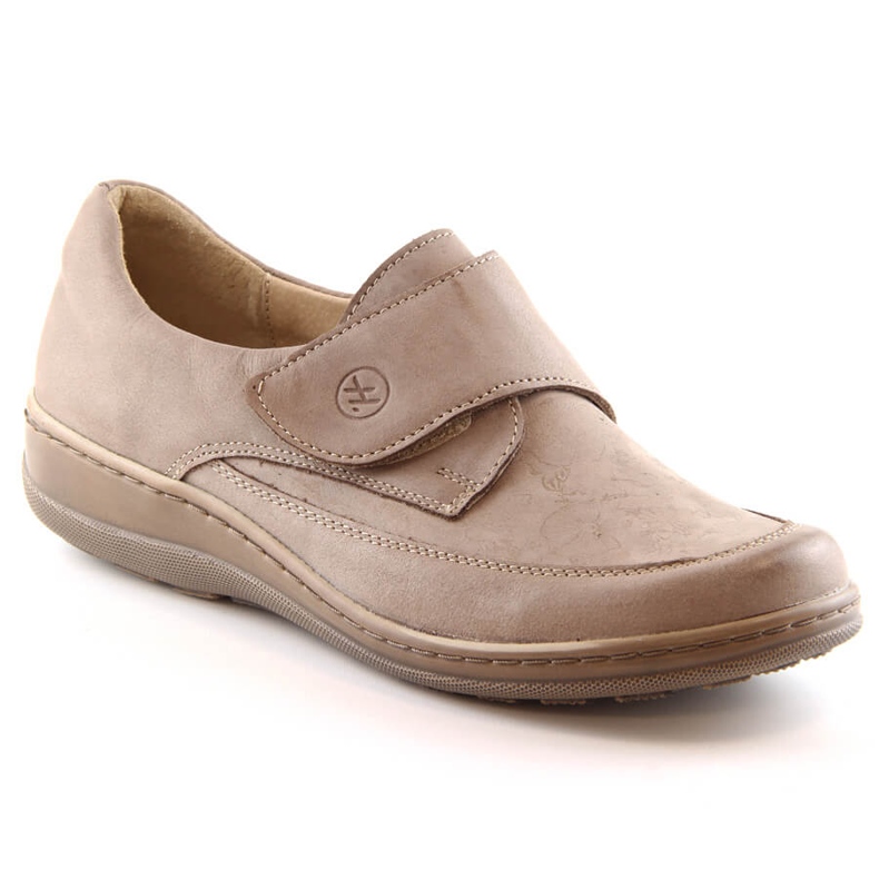Bequemer Damen Lederschuh mit Klettverschluss beige Helios 395