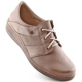 Bequemer Lederschnürschuh für Damen beige Helios 399