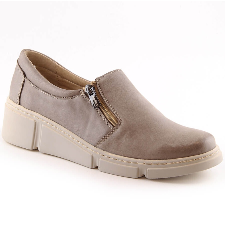 Bequeme Damen-Lederkeilschuhe beige Helios 404-02