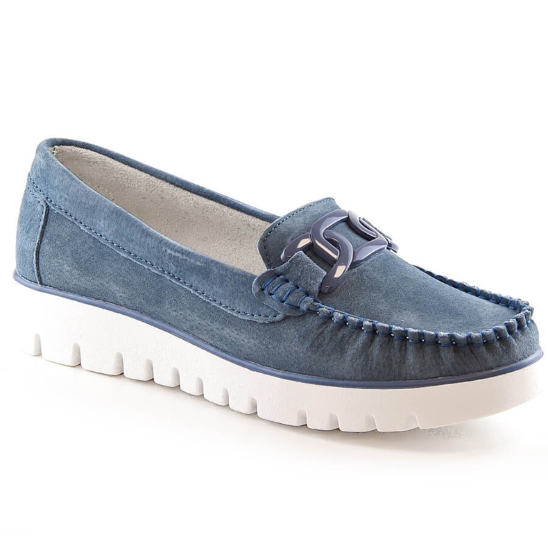 Damen-Leder-Wildleder-Loafer auf der blauen Plattform Filippo DP3334