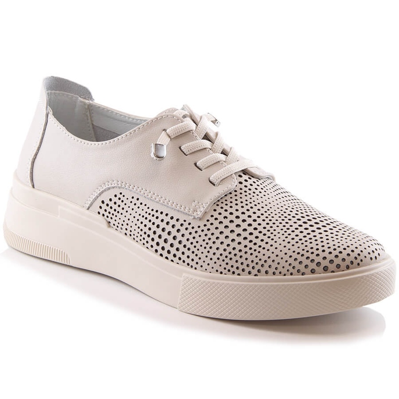 Durchbrochene Damenschuhe aus beigem Leder Filippo DP4405