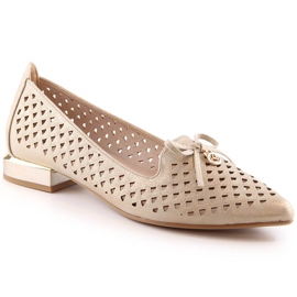 Durchbrochene goldfarbene spitze Damenschuhe Jezzi ASA178-5 golden