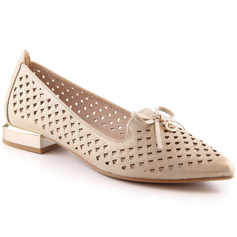 Durchbrochene goldfarbene spitze Damenschuhe Jezzi ASA178-5 golden