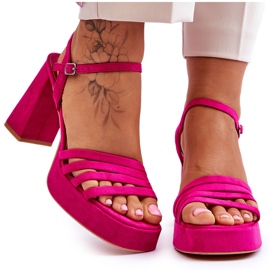 Plateau-Sandalen aus Wildleder für Damen Fuchsia Verda rosa