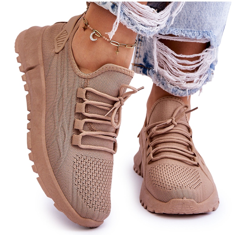 FB2 Damen-Sneakers zum Hineinschlüpfen Dunkelbeige Rosett braun