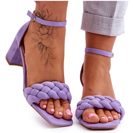 Wildleder-High-Heel-Sandalen mit dekorativem Zopf, lila Azela