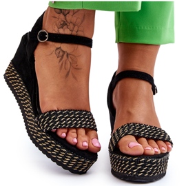 Klassische Damen Keilsandalen Schwarz Malmö