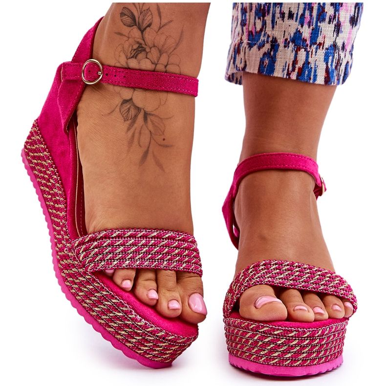Klassische Damen Keilsandalen Fuchsia Malmö rosa