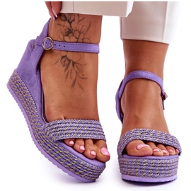 Klassische Damen Keilsandalen Lila Malmö
