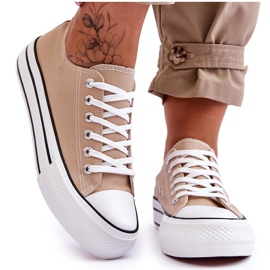 FB2 Damen-Turnschuhe auf einer klobigen Plattform Beige Ember